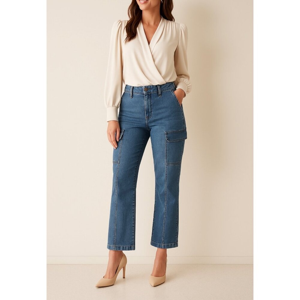 NWT Sofia Jeans 14  Marisol Sculpted Fit  Cargo Denim Stretch Streetwear Utility